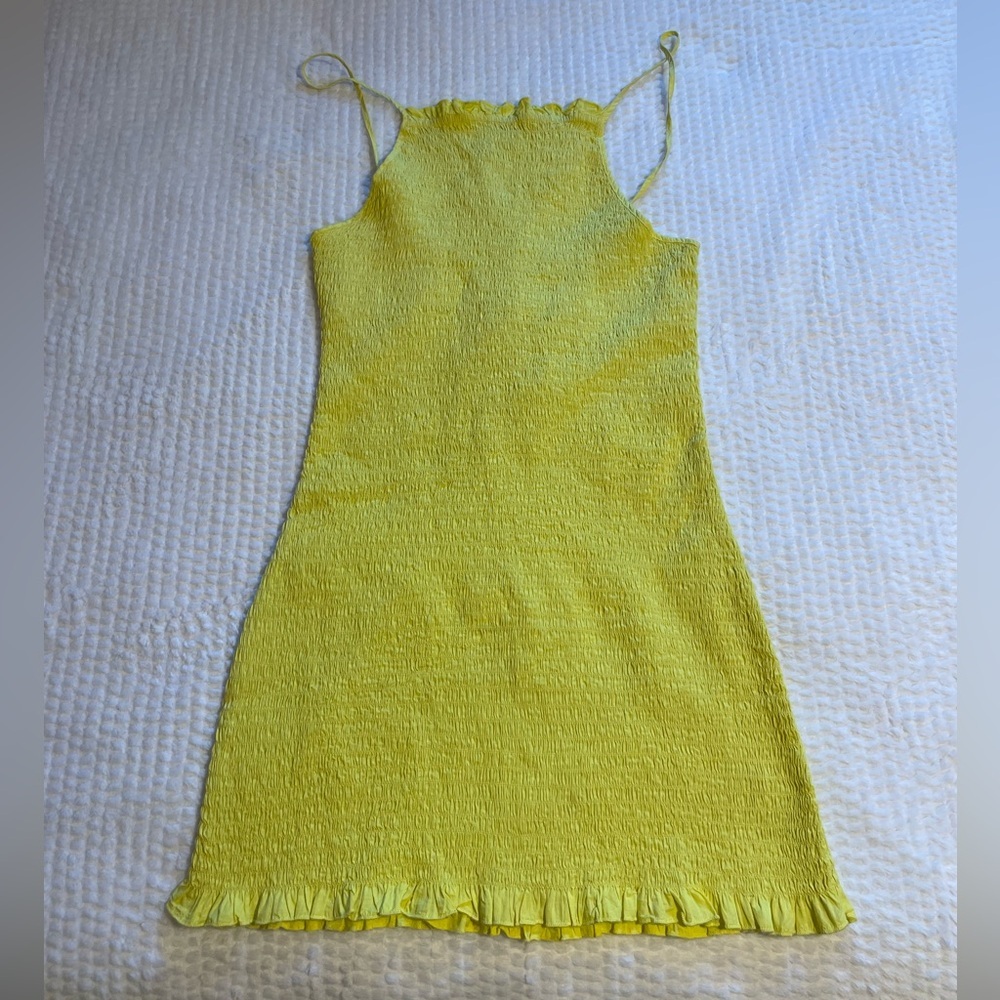 Free People | Lyla Smocked Open Back Strappy Mini Dress in Blazing Yellow | NWT - Picture 4 of 14